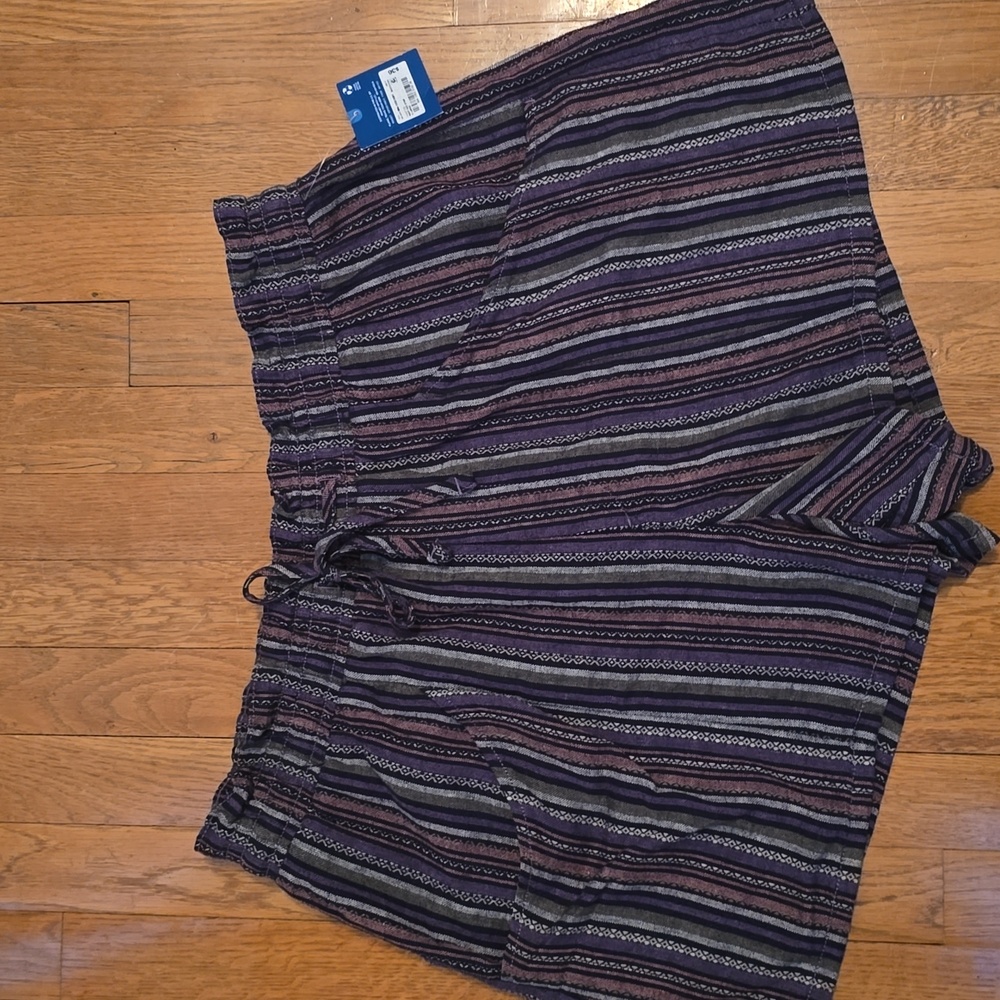 ARIZONA JEAN CO BRAND WOMEN'S JUNIORS BLUE & GRAY STRIPES SUMMER SHORTS SIZE XL